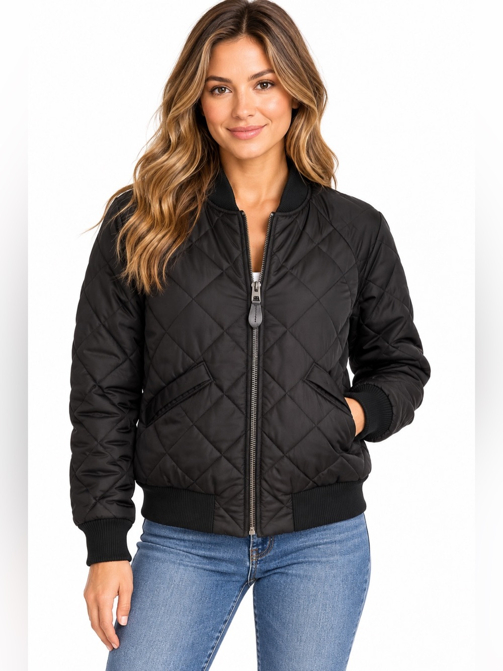 COACH F54128 Quilted Bomber Jacket Leopard Lining | Black | Size XXS